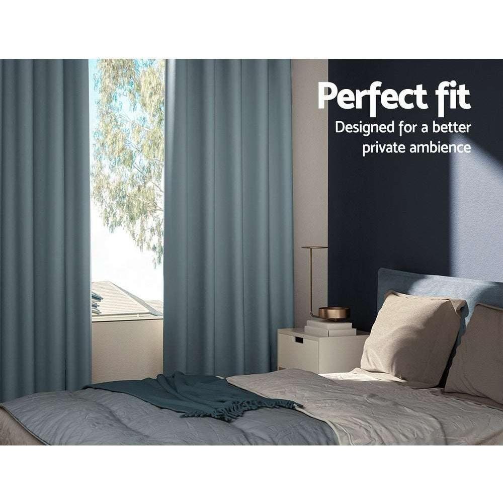 Artiss 2X Blockout Curtains Blackout Window Curtain Eyelet 140x230cm Grey - Magdasmall