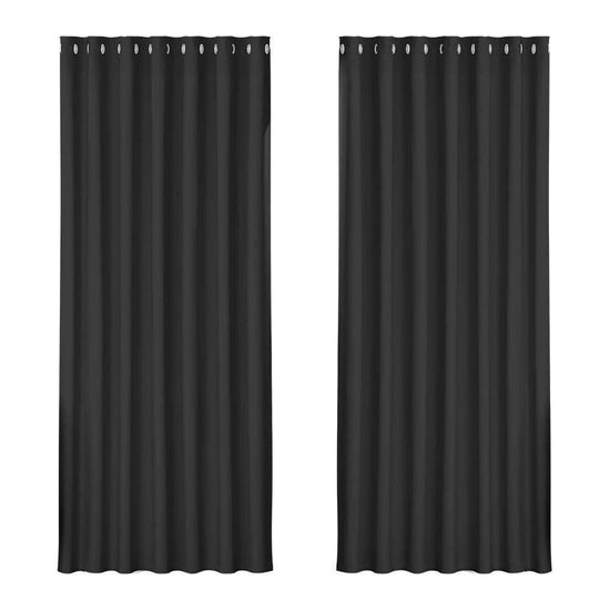 Artiss 2X Blockout Curtains Blackout Window Curtain Eyelet 240x230cm Black - Magdasmall