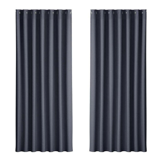 Artiss 2X Blockout Curtains Blackout Window Curtain Eyelet 240x230cm Charcoal