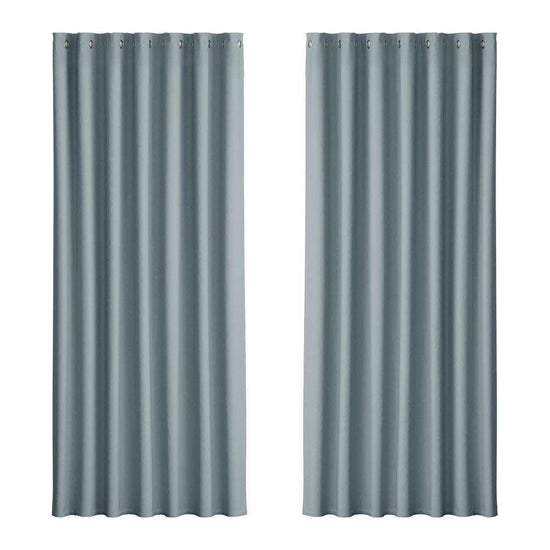 Artiss 2X Blockout Curtains Blackout Window Curtain Eyelet 240x230cm Grey - Magdasmall