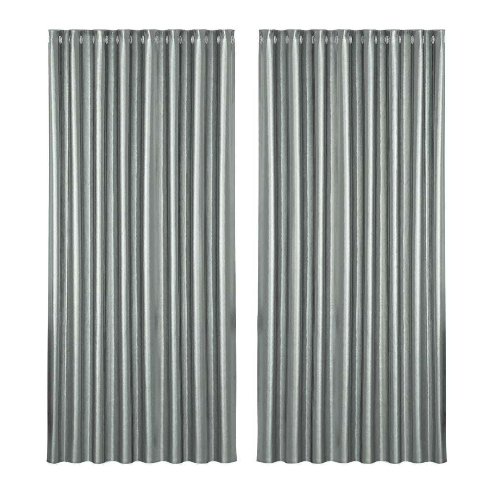 Artiss 2X Blockout Curtains Blackout Window Curtain Eyelet 300x230cm Grey Shine - Magdasmall