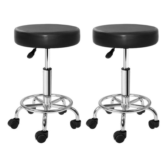 Artiss 2x Salon Stool Round Swivel Chair Black