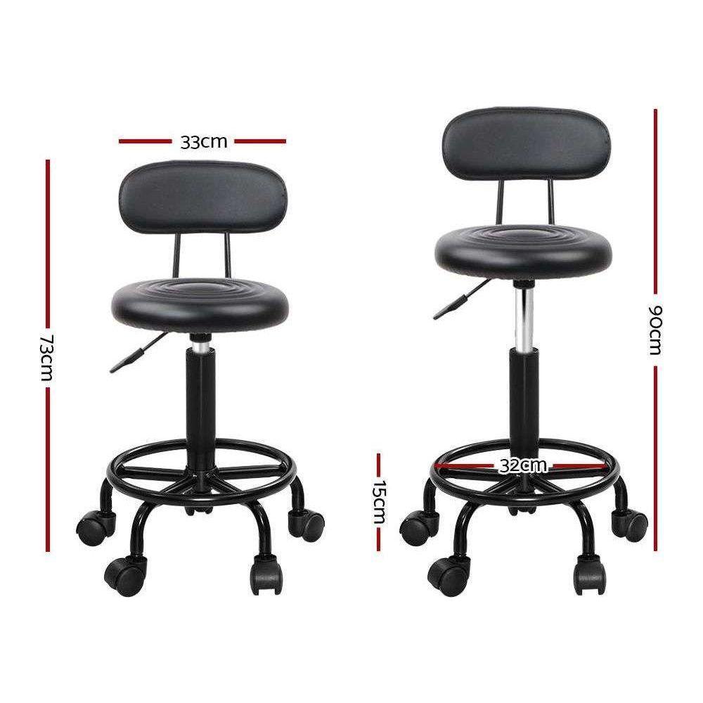 Artiss 2x Salon Stool Swivel Chair Backrest