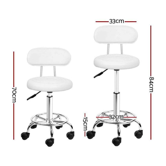 Artiss 2x Salon Stool Swivel Chair Backrest White