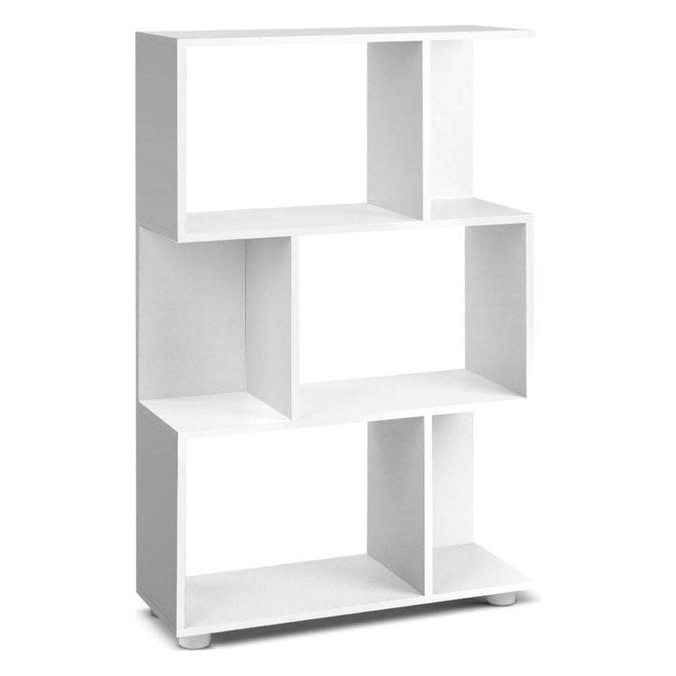 Artiss 3 Tier Zig Zag Bookshelf - White - Magdasmall