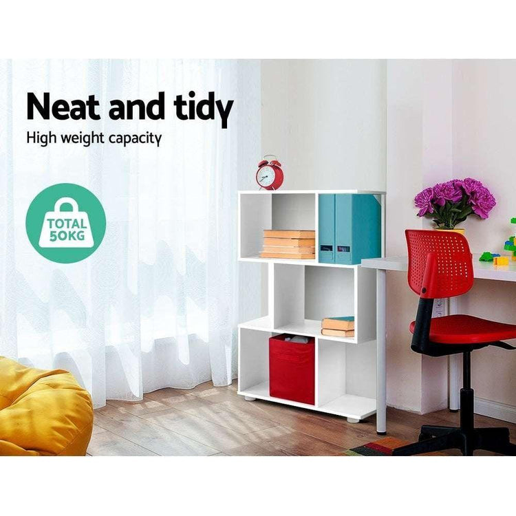 Artiss 3 Tier Zig Zag Bookshelf - White - Magdasmall