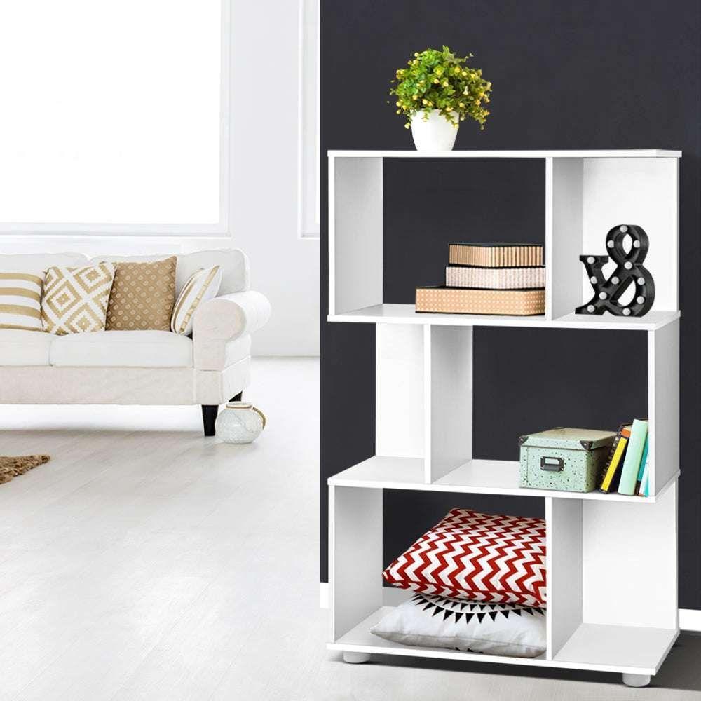 Artiss 3 Tier Zig Zag Bookshelf - White - Magdasmall