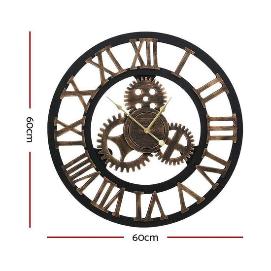 Artiss 60CM Wall Clock Modern Large Vintage Luxury Art Clock Home Decor Black - Magdasmall