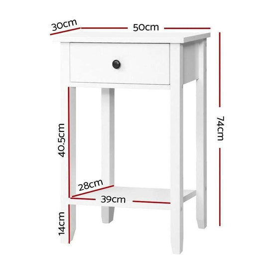 Artiss Bedside Table 1 Drawer with Shelf - BOWIE White