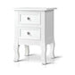 Artiss Bedside Table 2 Drawers - BISSET White