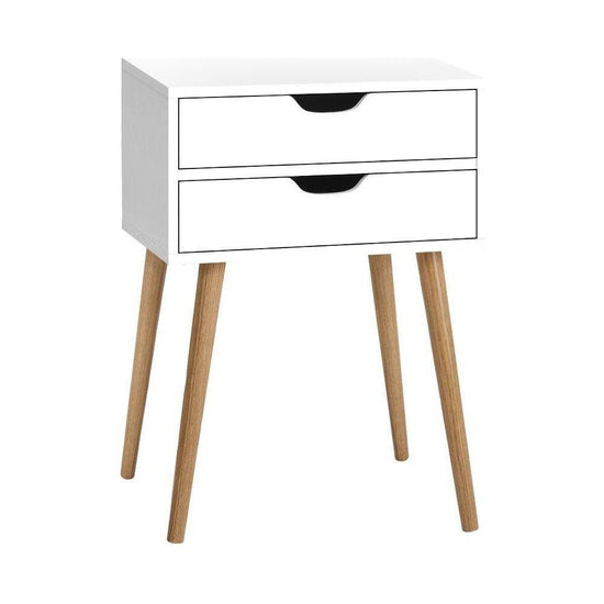 Artiss Bedside Table 2 Drawers - BODIE White