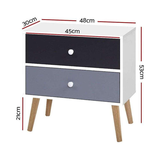 Artiss Bedside Table 2 Drawers - BONDS White