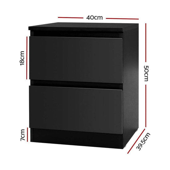 Artiss Bedside Table 2 Drawers - PEPE Black