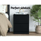 Artiss Bedside Table 2 Drawers - PEPE Black