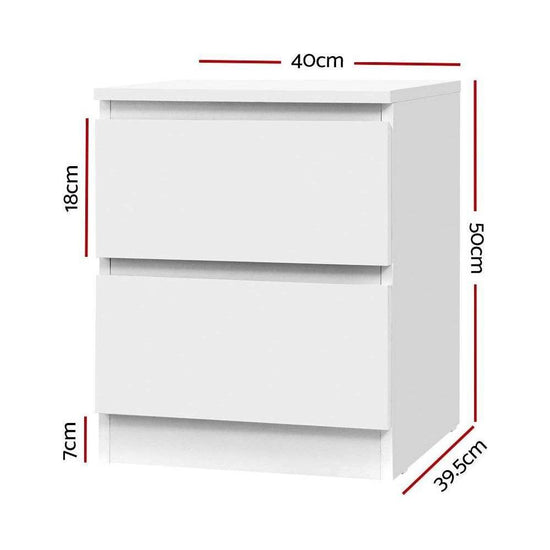 Artiss Bedside Table 2 Drawers - PEPE White