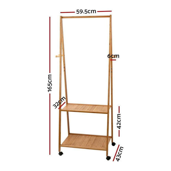 Artiss Clothes Rack Coat Stand 165x59cm Hanger Wheels