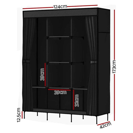 Artiss Large Portable Clothes Closet Wardrobe with Shelf Black