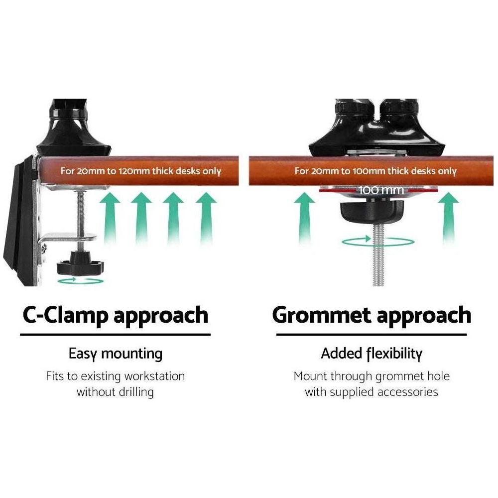 Artiss Monitor Arm Gas Spring Dual Desk Mount Screen Holder