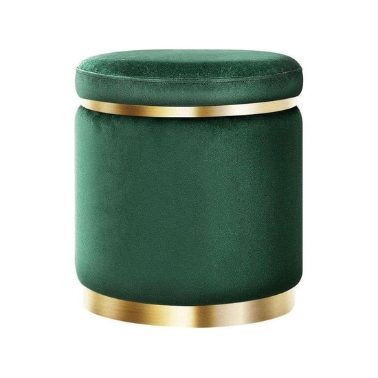 Artiss Ottoman Foot Stool Round Velvet Green