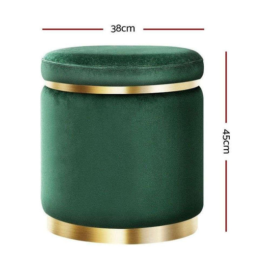 Artiss Ottoman Foot Stool Round Velvet Green