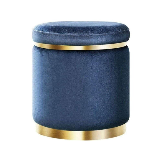 Artiss Ottoman Foot Stool Round Velvet Navy