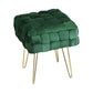 Artiss Ottoman Foot Stool Woven Velvet Green