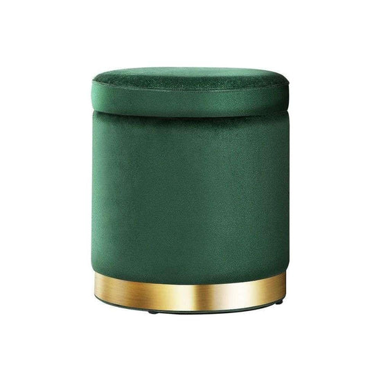 Artiss Ottoman Storage Foot Stool Round Velvet Green