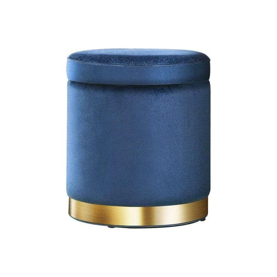 Artiss Ottoman Storage Foot Stool Round Velvet Navy