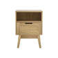 Artiss Rattan Bedside Table 1 Drawer with Shelf - REI Oak