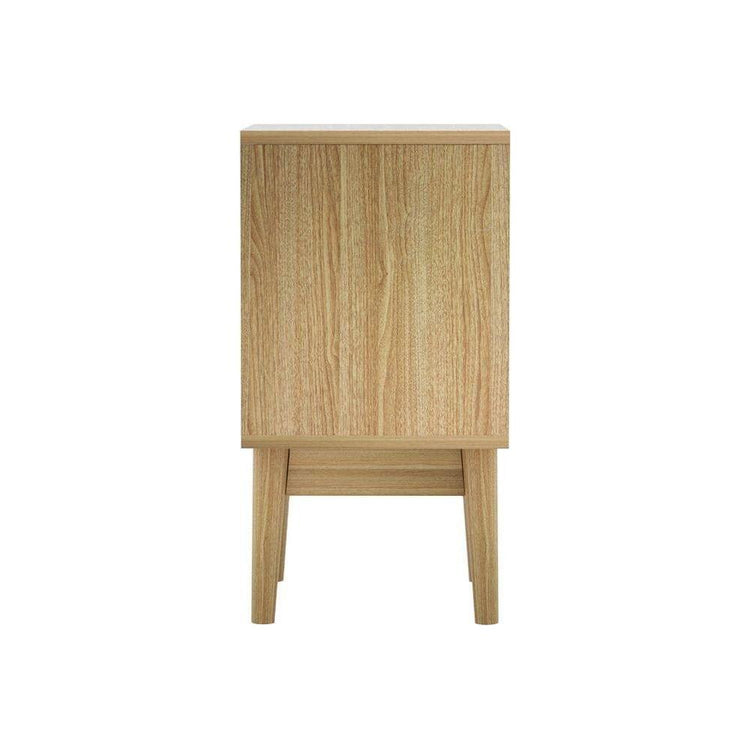 Artiss Rattan Bedside Table 1 Drawer with Shelf - REI Oak