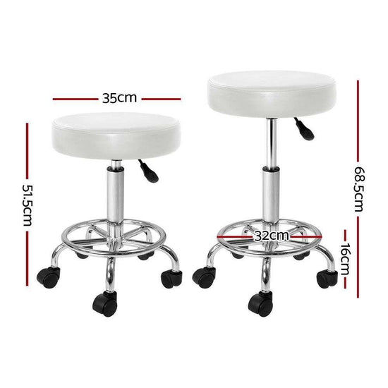 Artiss Salon Stool Round Swivel Chair White
