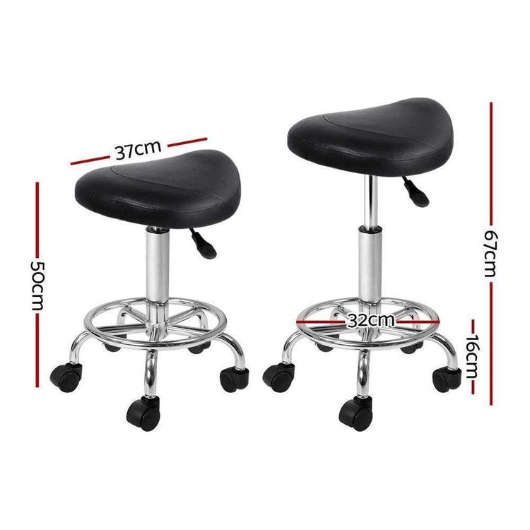 Artiss Salon Stool Saddle Swivel Chair Black