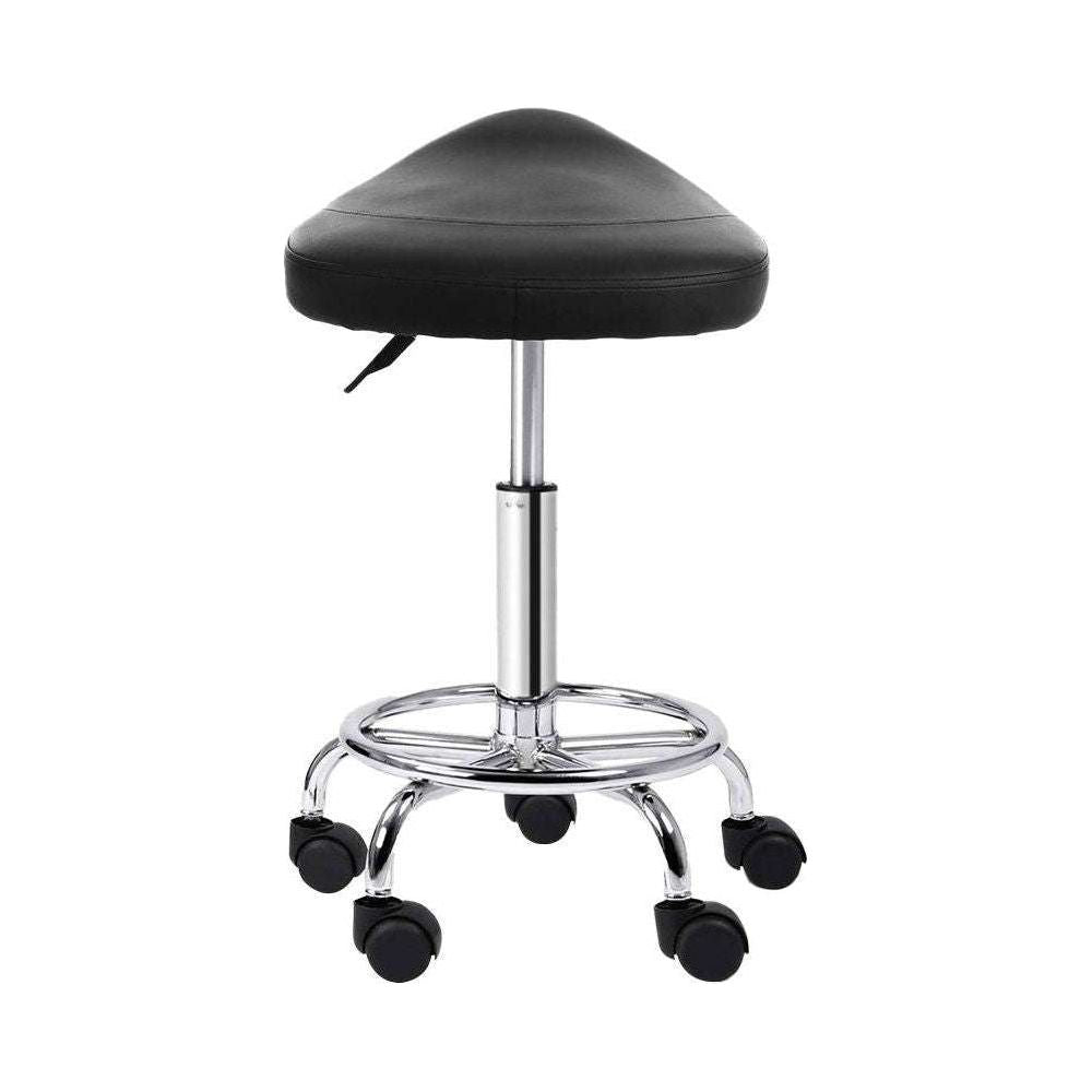 Artiss Salon Stool Saddle Swivel Chair Black