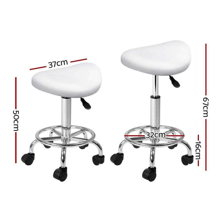 Artiss Salon Stool Saddle Swivel Chair White