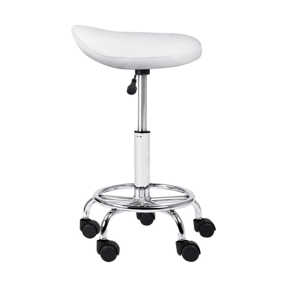 Artiss Salon Stool Saddle Swivel Chair White