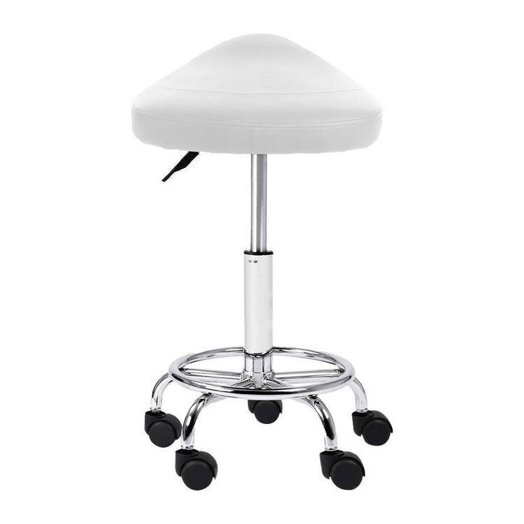 Artiss Salon Stool Saddle Swivel Chair White