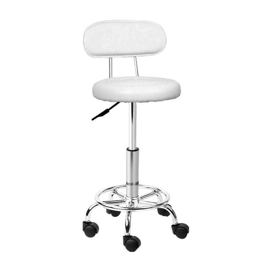 Artiss Salon Stool Swivel Chair Backrest White