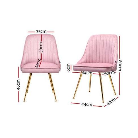 Artiss Set of 2 Dining Chairs Retro Chair Cafe Kitchen Modern Iron Legs Velvet Pink