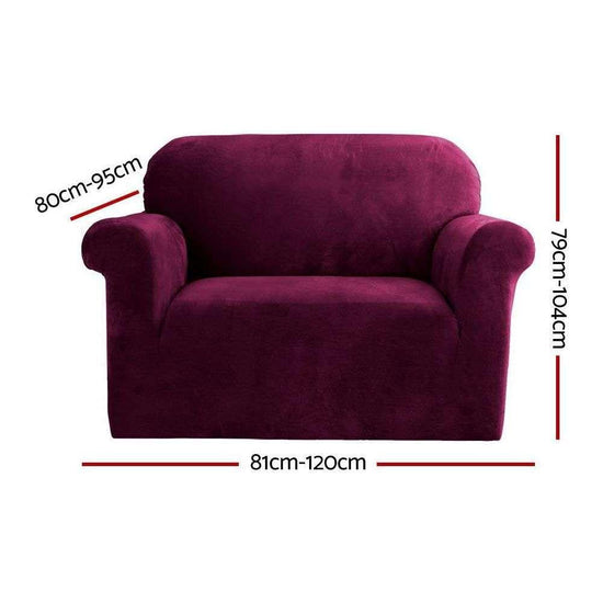 Artiss Sofa Cover Couch Covers 1 Seater Velvet Ruby Red