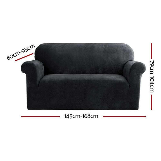 Artiss Sofa Cover Couch Covers 2 Seater Velvet Black