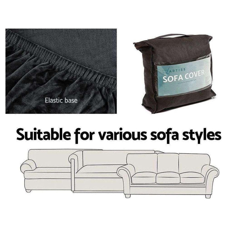 Artiss Sofa Cover Couch Covers 2 Seater Velvet Black