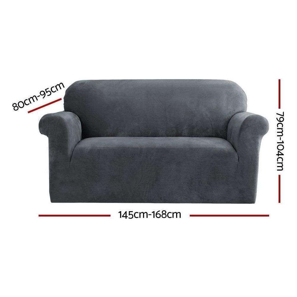 Artiss Sofa Cover Couch Covers 2 Seater Velvet Grey