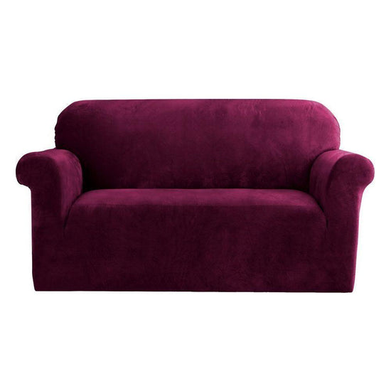 Artiss Sofa Cover Couch Covers 2 Seater Velvet Ruby Red