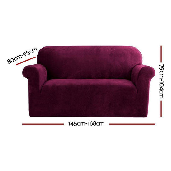 Artiss Sofa Cover Couch Covers 2 Seater Velvet Ruby Red