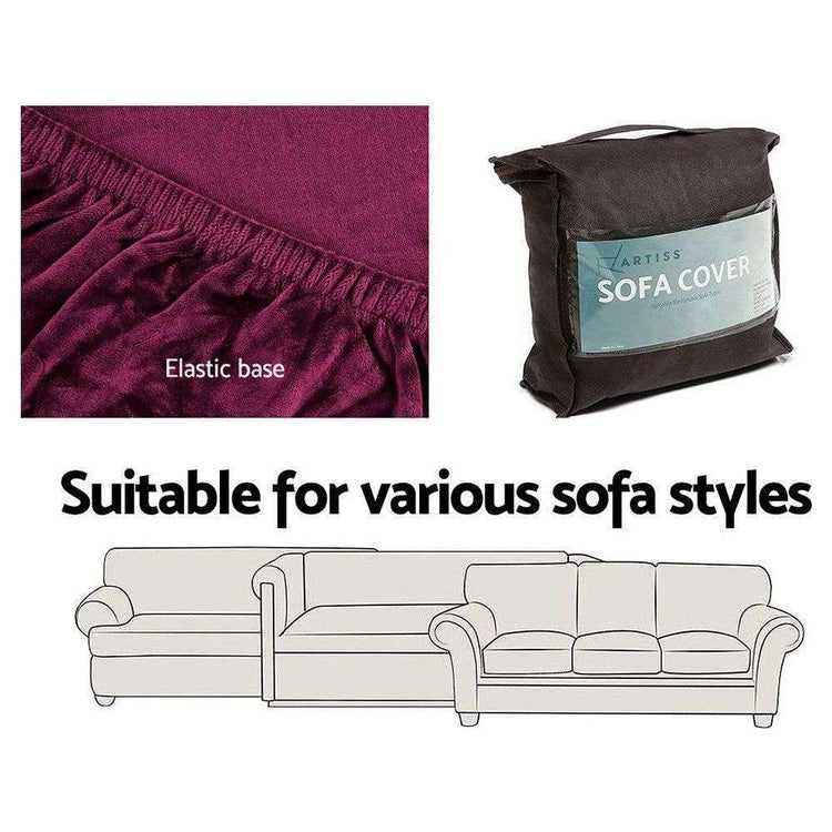Artiss Sofa Cover Couch Covers 2 Seater Velvet Ruby Red