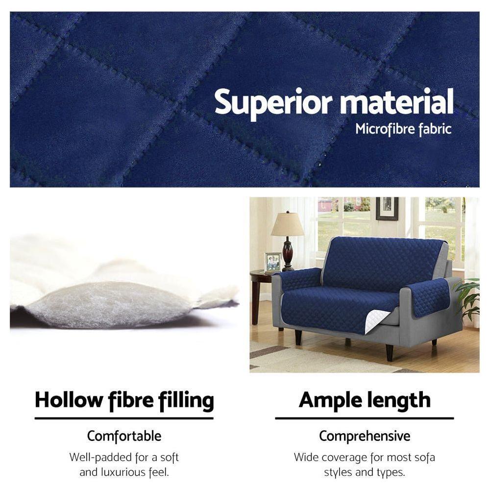 Artiss Sofa Cover Couch Covers 3 Seater Quilted Navy