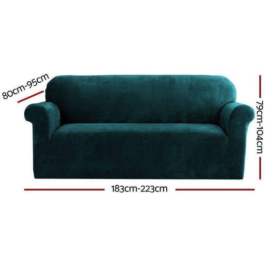 Artiss Sofa Cover Couch Covers 3 Seater Velvet Agate Green