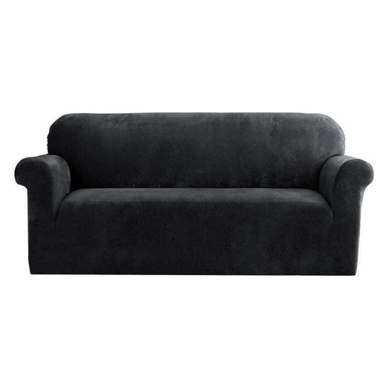 Artiss Sofa Cover Couch Covers 3 Seater Velvet Black