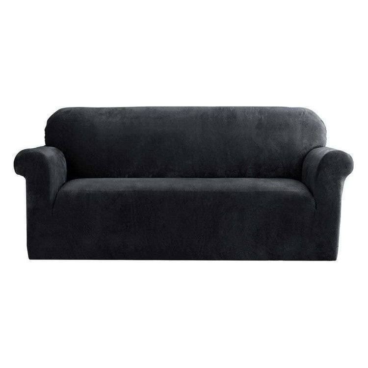 Artiss Sofa Cover Couch Covers 3 Seater Velvet Black