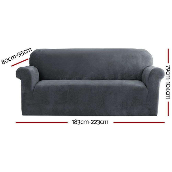 Artiss Sofa Cover Couch Covers 3 Seater Velvet Grey